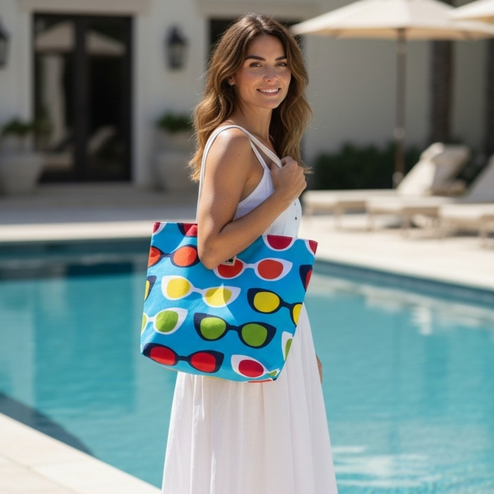 Lisa Perry NWOT Blue and Orange Patterned Tote